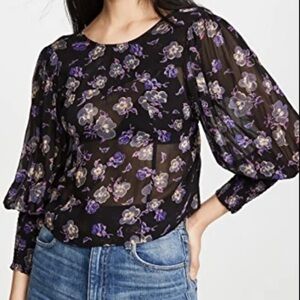 Ganni Printed Georgette Blouse Size 32 or XXS